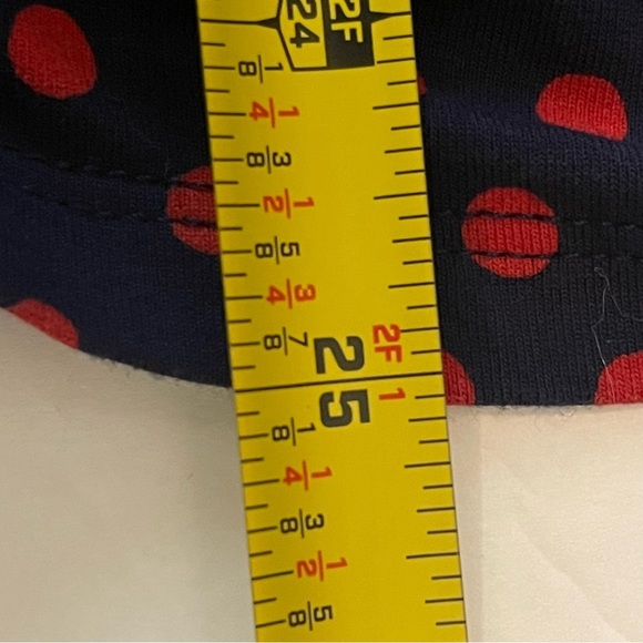 Boden Navy And Red Polka Dot Faux Wrap Ruched Top NWOT - Picture 11 of 11